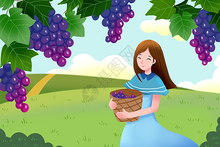 夏季摘葡萄成熟女生高清图片