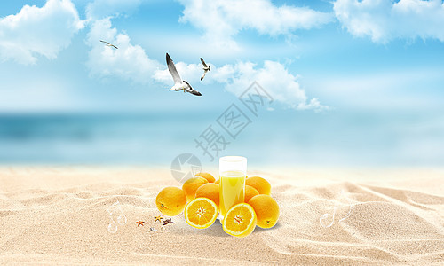 夏日沙滩背景背景图片