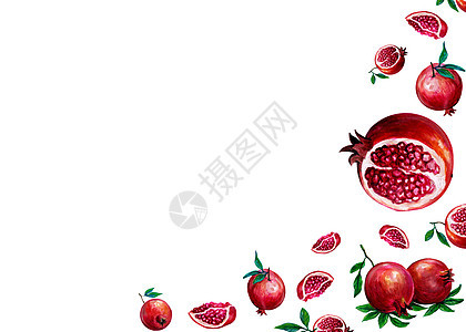 手绘水果水彩二分之一留白背景图片