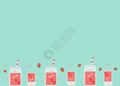 草莓果汁二分之一留白背景图片