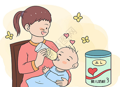 婴儿进食婴幼儿漫画高清图片