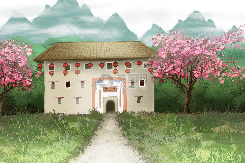 闽南建筑插画图片下载 正版图片 摄图网