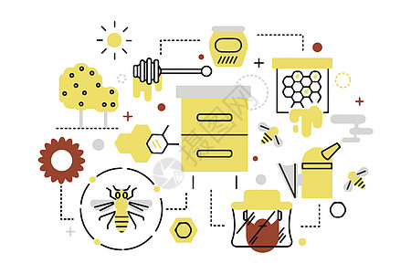 蜂蜜矢量有机健康食品插画