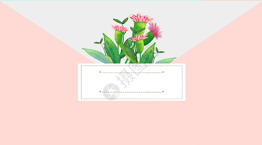 婚礼元素手绘信封花卉背景插画