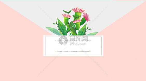 手绘信封花卉背景图片