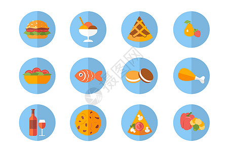 汉堡沙拉食物图标插画