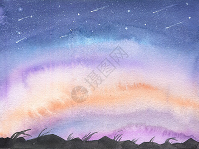蓝紫色的夜空 星空背景图片
