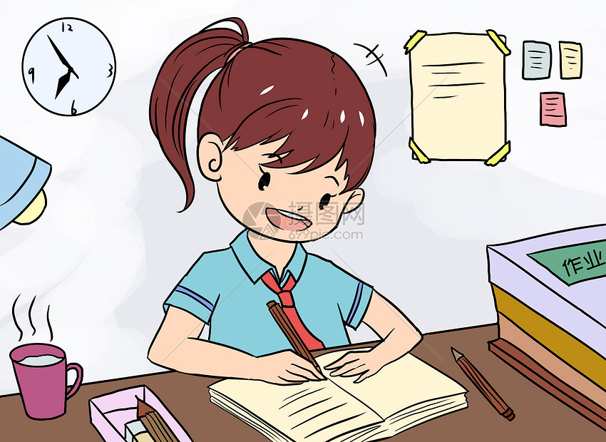 做作业漫画插画图片下载-正版图片400197390-摄图网