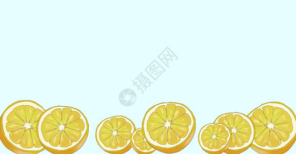 清新水果柠檬插画背景图片