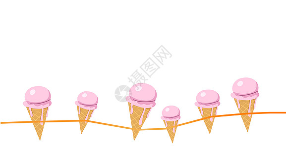 清新蛋卷冰淇淋插画图片