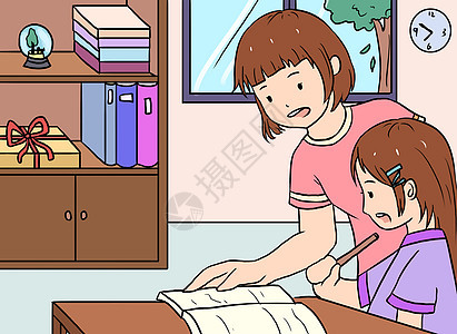 做作业漫画插画图片下载-正版图片400201765-摄图网