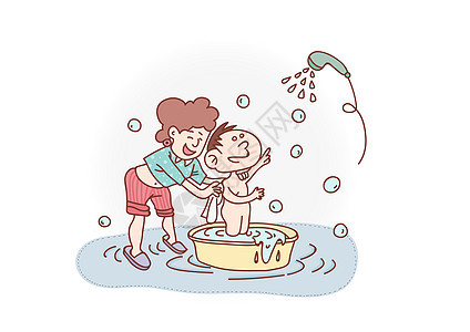 儿童洗澡背景图片