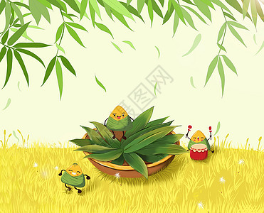 卡通粽子端午节背景图片