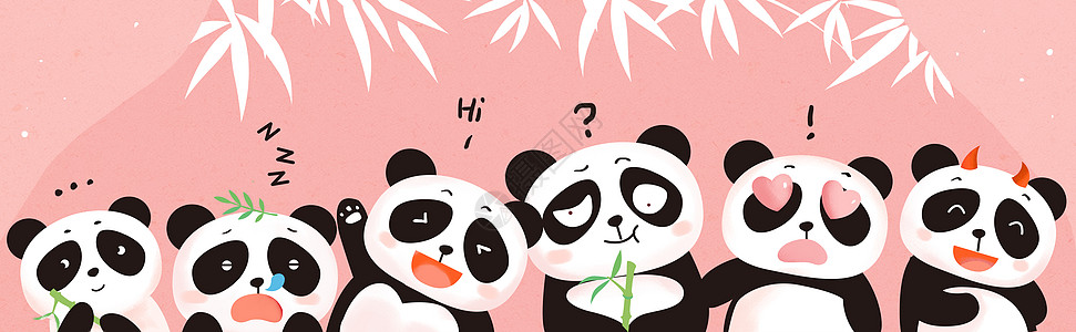 手绘卡通熊猫图片