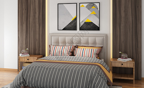 床头板北欧风卧室设计图片