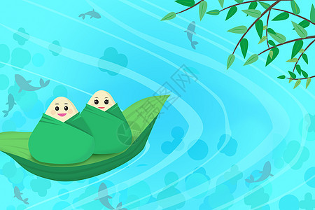 端午节粽子小船背景图片