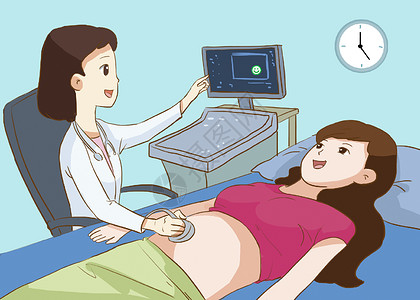 孕妇肚子医疗孕检插画