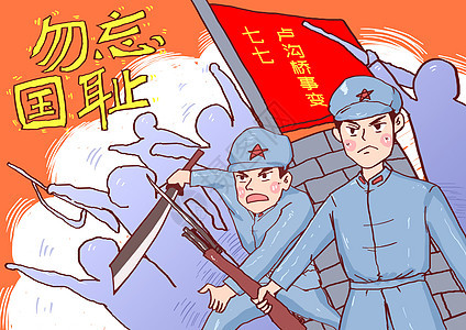 七七卢沟桥事变漫画图片