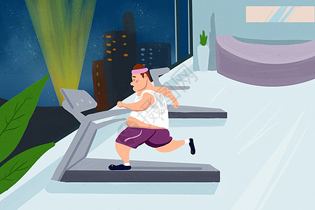 卡通运动健身健身房胖子健身图片