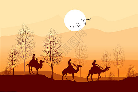 夕阳太阳骆驼山高清图片