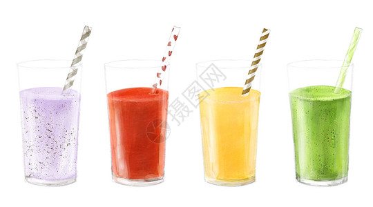 缤纷果汁彩色玻璃杯高清图片