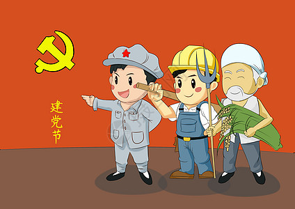 建党节时事漫画背景图片