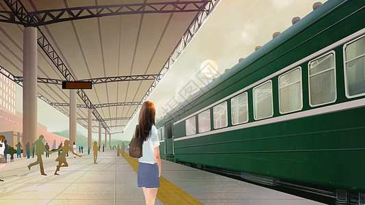 踏上旅途的火车站背景图片