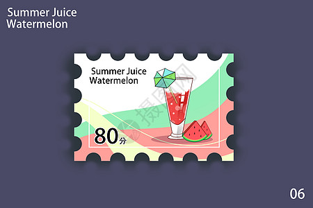 夏日果汁邮票背景图片