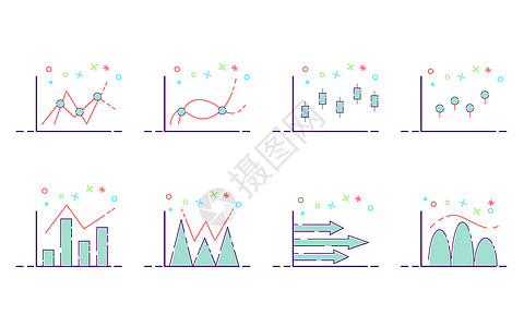 ppt图表矢量mbe股市折线图插画