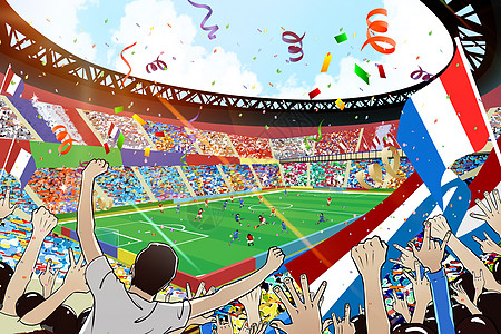 俯视足球场世界杯足球场插画