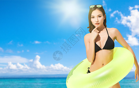 沙滩美女防晒海报图片