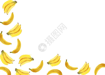 香蕉手绘二分之一留白图片