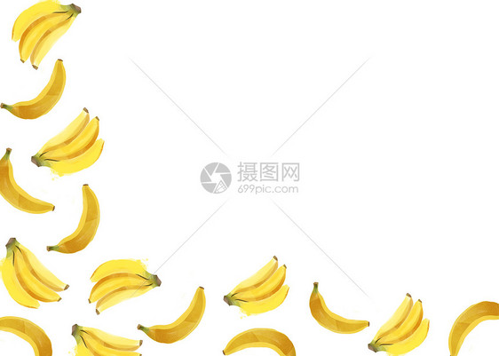 香蕉手绘二分之一留白图片