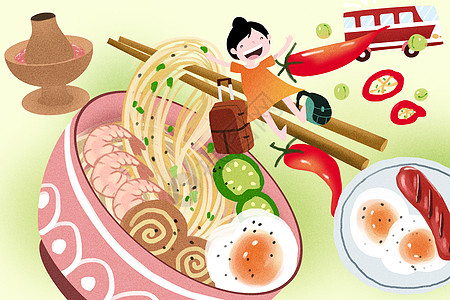 猪肉西餐美食插画