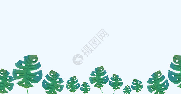 热带树叶插画背景图片