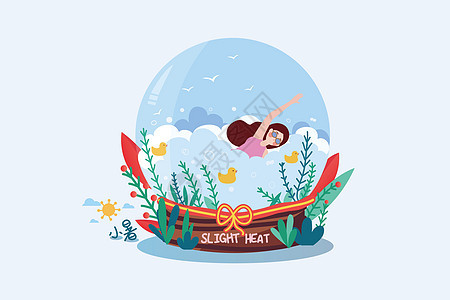 夏日游泳水晶球图片