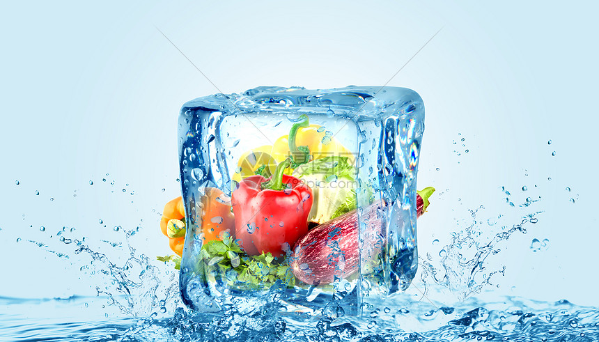 创意清凉冰块蔬菜冷藏保鲜图片