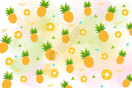 夏天菠萝手绘插画背景图片