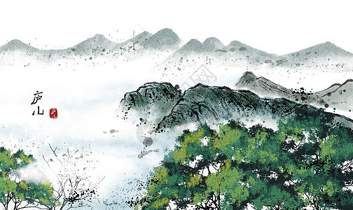 庐山水墨画背景图片