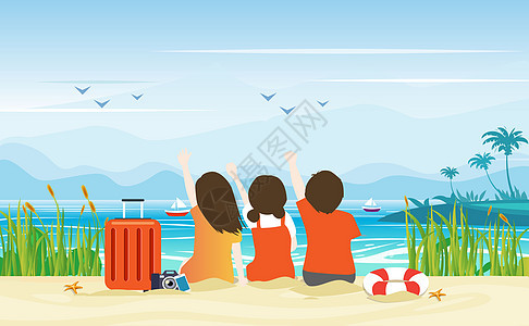 夏日看海插画图片下载 正版图片 摄图网