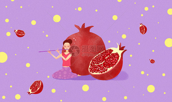 石榴水果插画图片