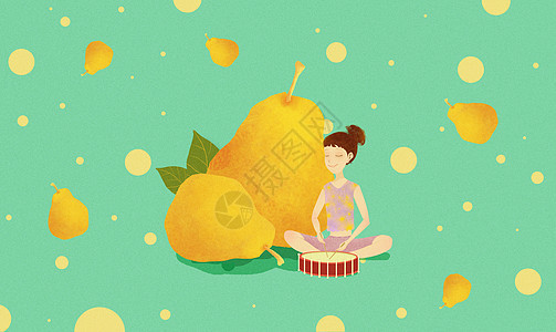 梨子水果插画图片