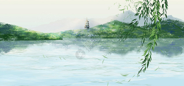 西湖雷峰塔背景图片
