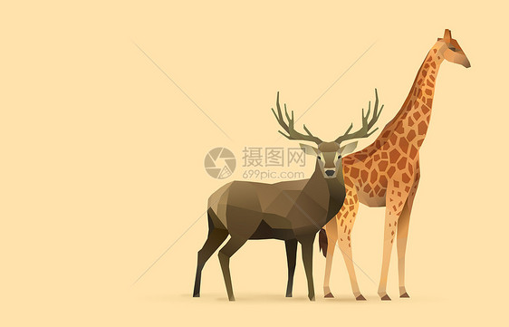 lowpoly折纸动物图片