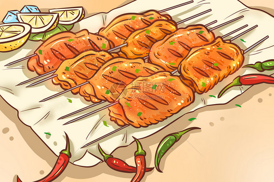 唯美插画 蜜汁柠檬黄金烤翅.