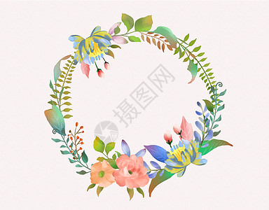 花环,清新花环花卉插画插画