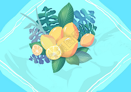 清新柠檬手绘背景背景图片