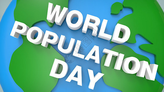世界人口日3D字体背景图片