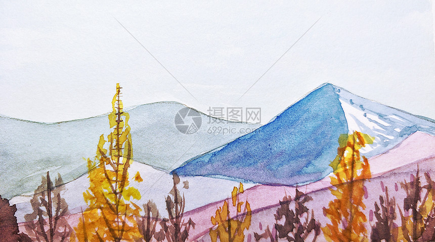 西藏风景插画图片