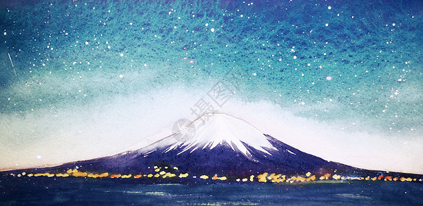 日本富士山富士山夜幕治愈插画插画